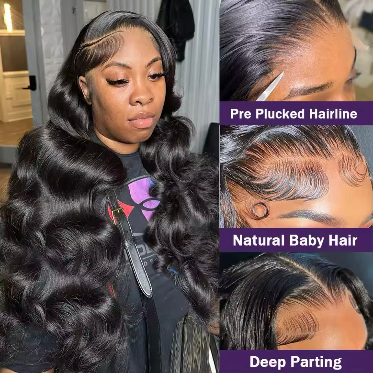 PRE-PLUCKED 30 40 inch 13x6 HD Body Wave RAW Human Hair