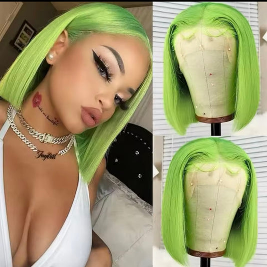 PRE-PLUCKED 10 12 inch 13x4 200 Density HD Colored STRAIGHT Bob RAW Human Hair