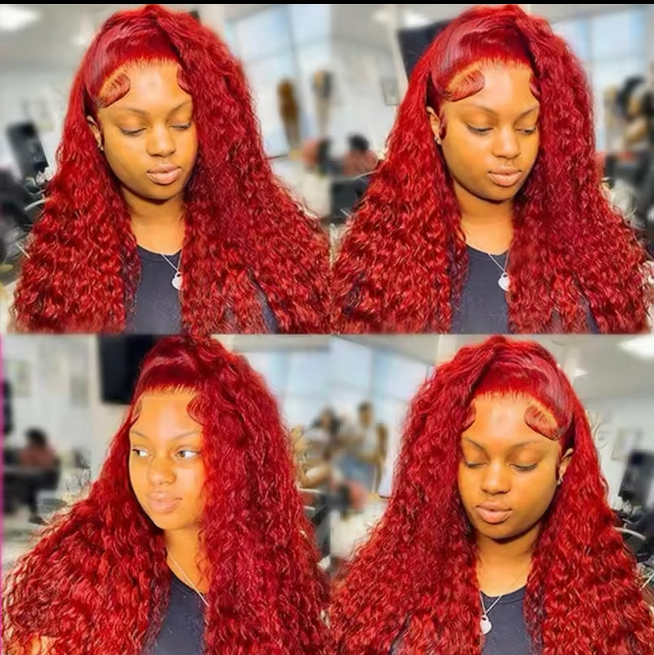 PRE-PLUCKED 16 32-inch 13x4 220 Density HD Red Colored Deep Wave RAW Human Hair