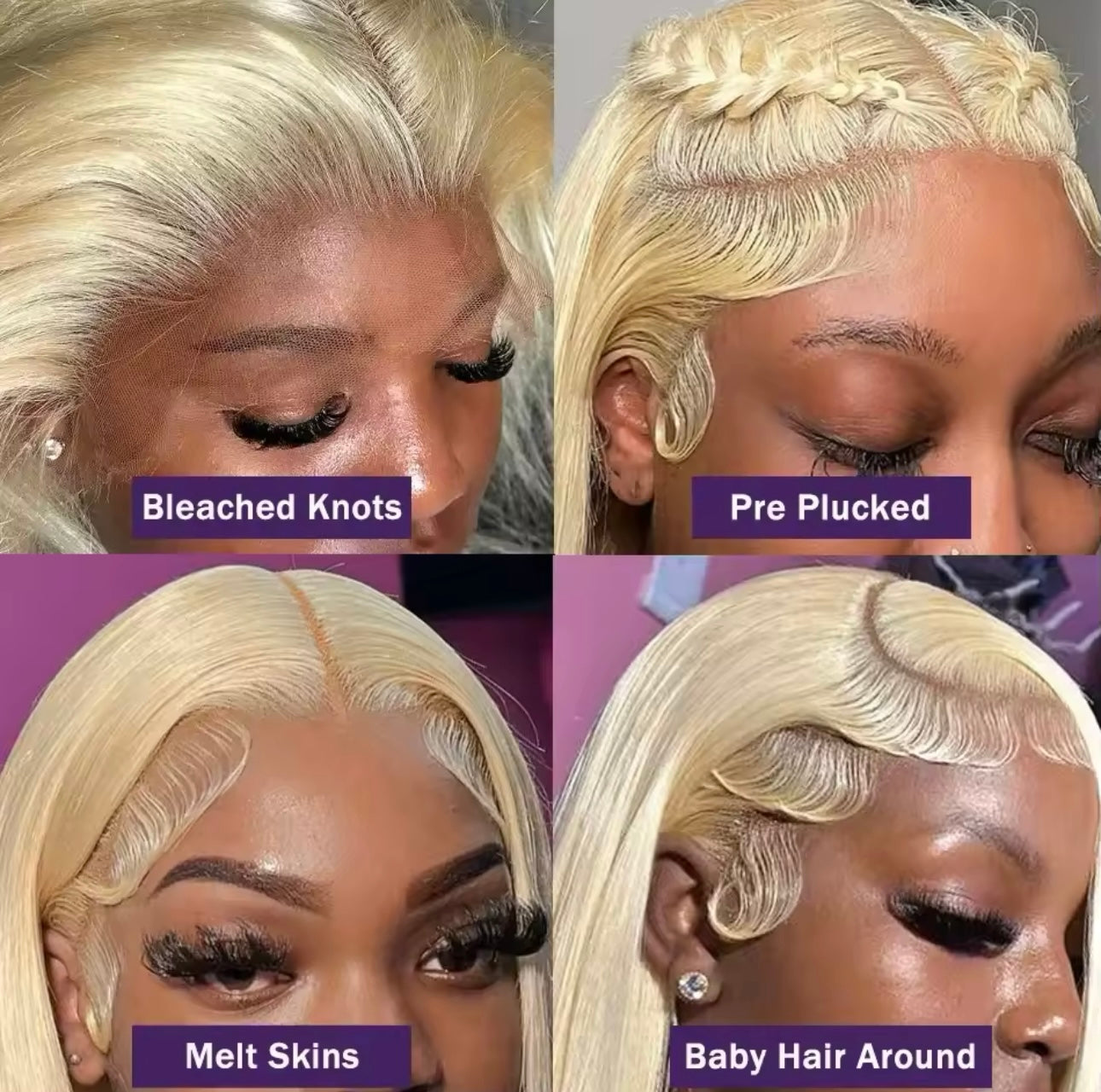 PRE-PLUCKED 16 32-inch 13x4 220 Density HD 613 Colored STRAIGHT RAW Human Hair