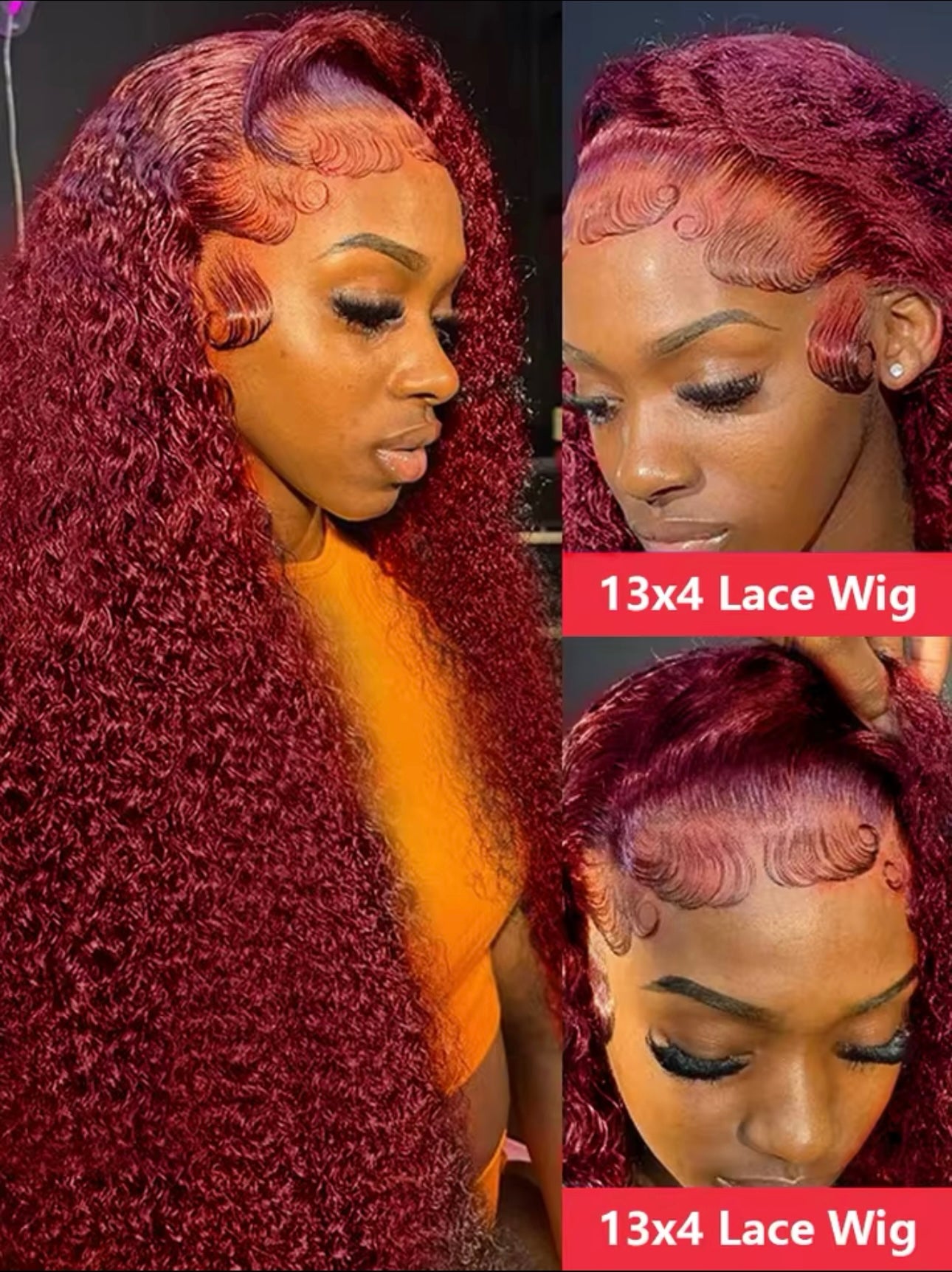PRE-PLUCKED 16 32-inch 13x4 220 Density HD Burgundy Colored Deep Wave RAW Human Hair