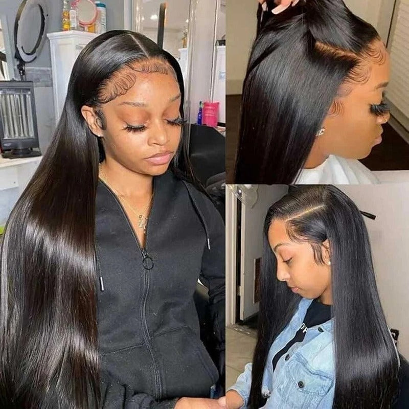 PRE-PLUCKED 30 40 inch 13x6 HD STRAIGHT RAW Human Hair