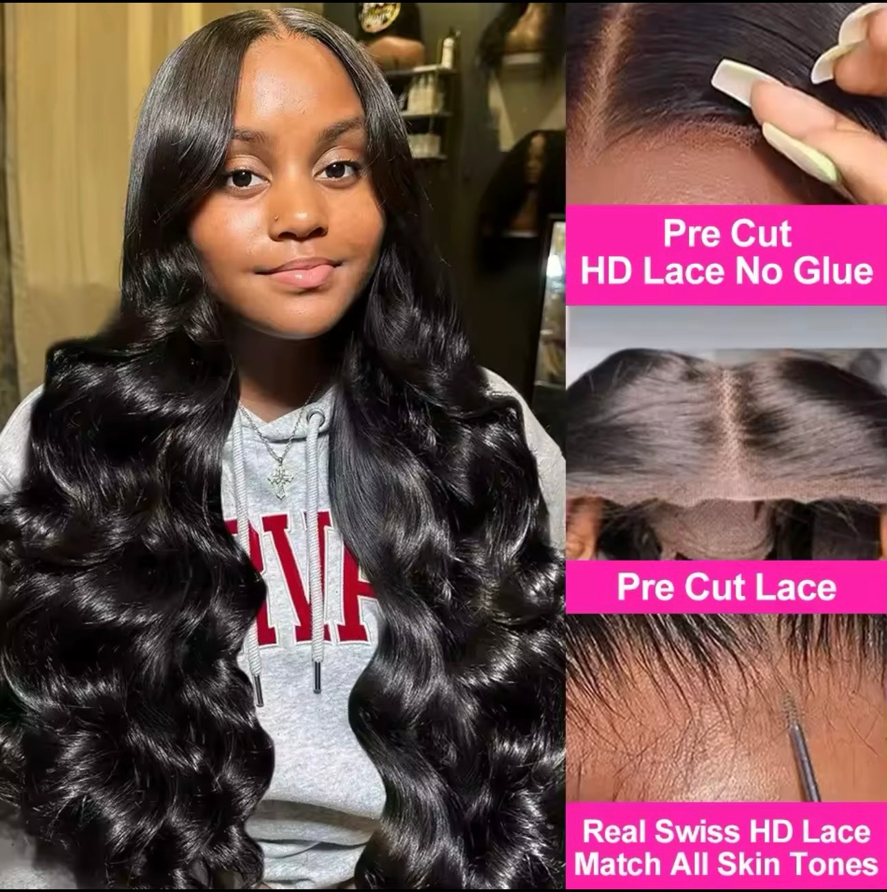 PRE-PLUCKED 30 40 inch 13x6 HD Body Wave RAW Human Hair
