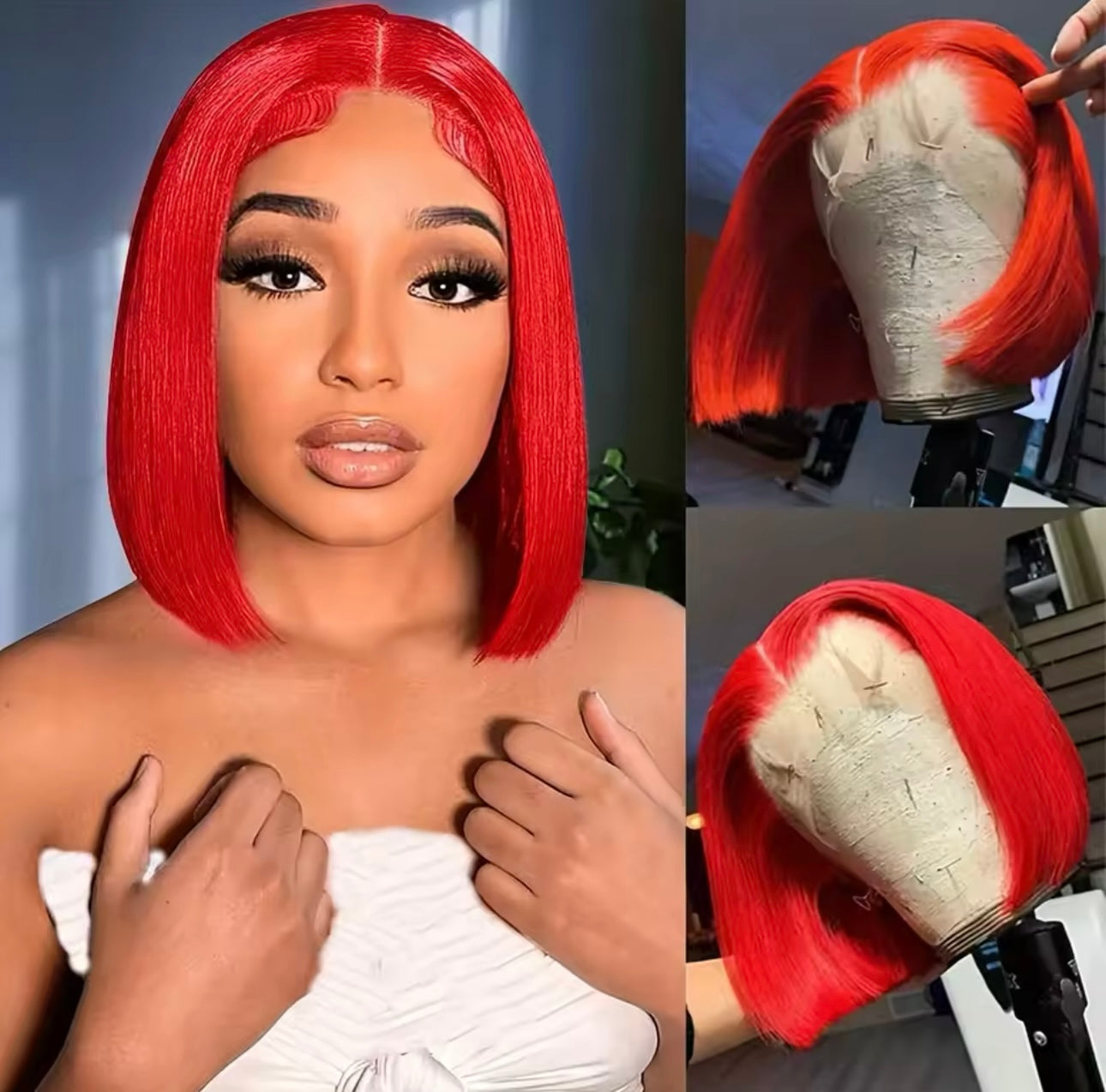 PRE-PLUCKED 10 12 inch 13x4 200 Density HD Colored STRAIGHT Bob RAW Human Hair