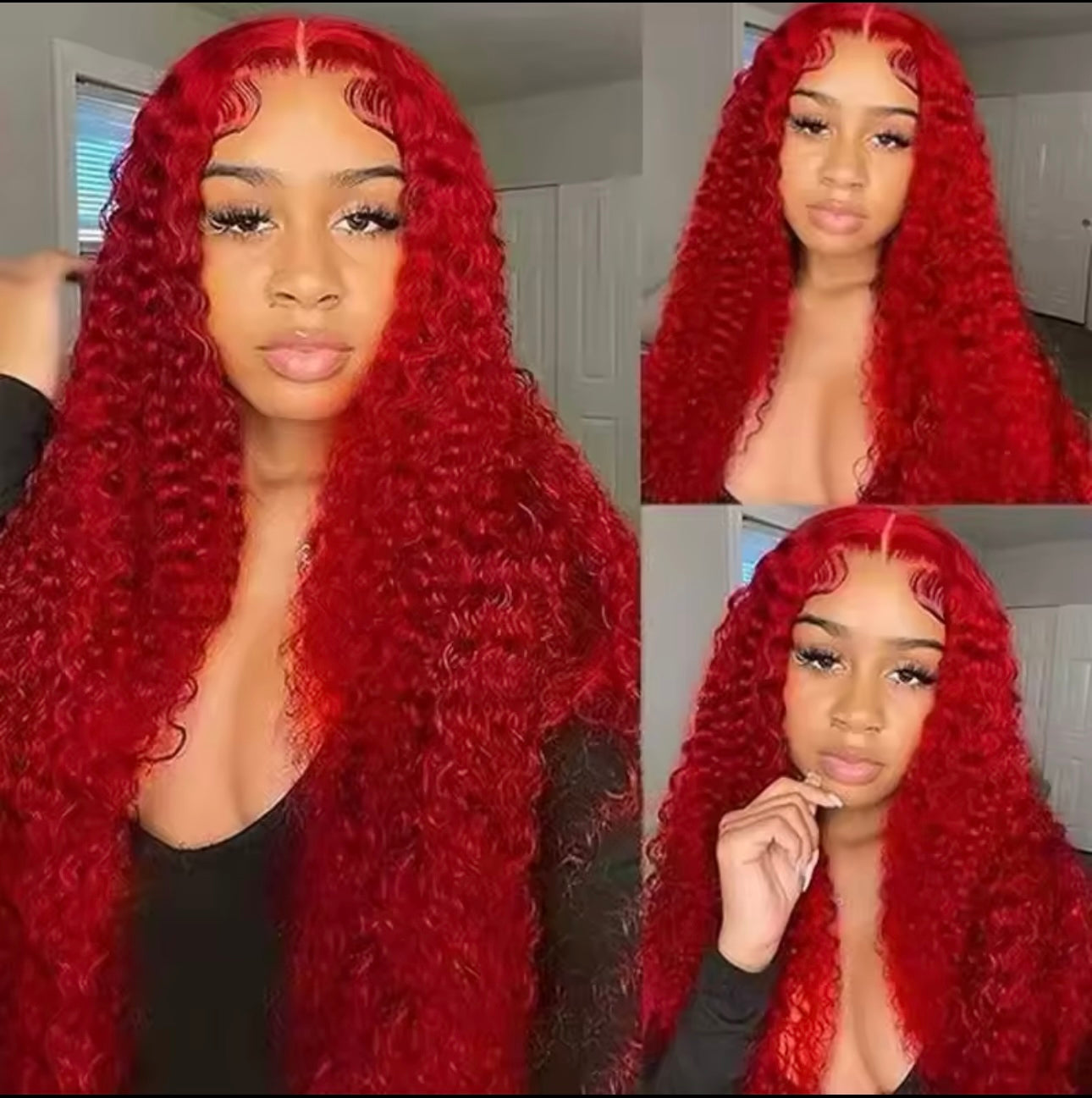 PRE-PLUCKED 16 32-inch 13x4 220 Density HD Red Colored Deep Wave RAW Human Hair