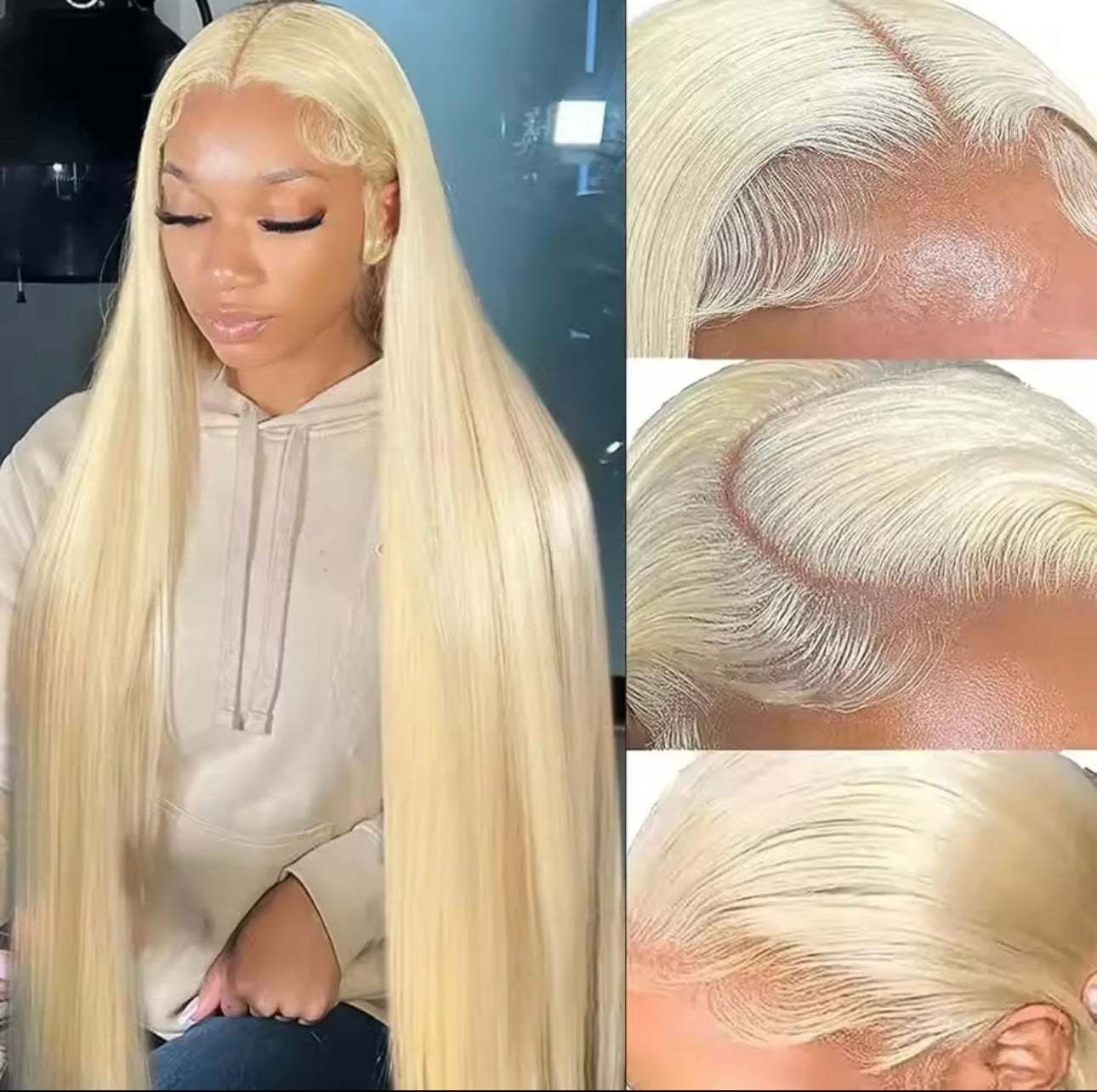 PRE-PLUCKED 16 32-inch 13x4 220 Density HD 613 Colored STRAIGHT RAW Human Hair