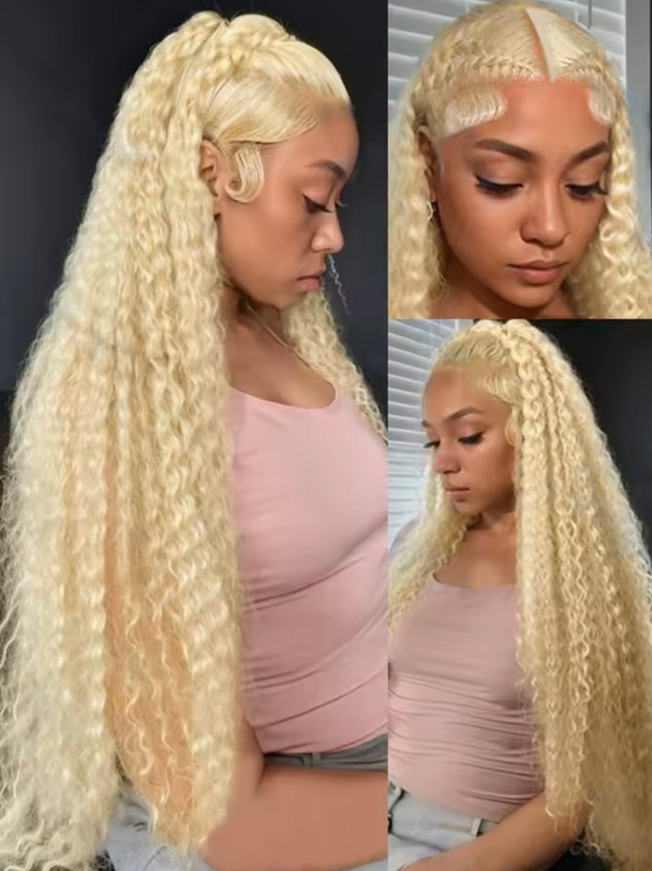 PRE-PLUCKED 16 32-inch 13x4 220 Density HD 613 Colored DEEP WAVERAW Human Hair