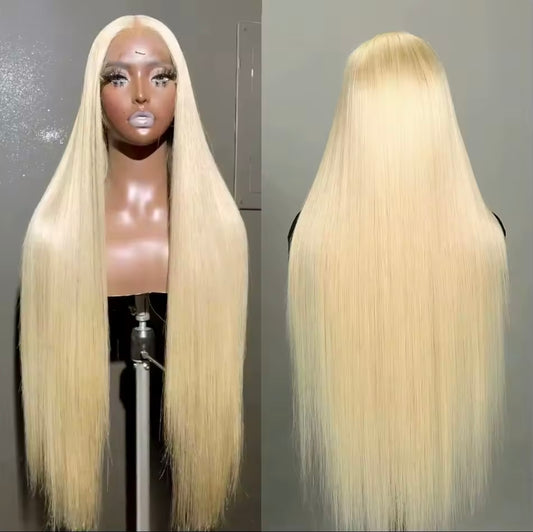 PRE-PLUCKED 16 32-inch 13x4 220 Density HD 613 Colored STRAIGHT RAW Human Hair
