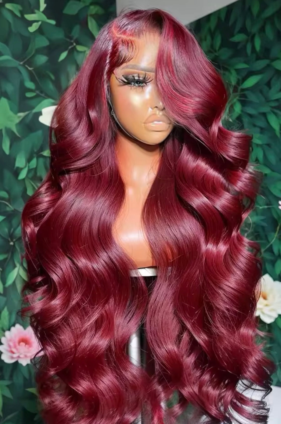 PRE-PLUCKED 16 32-inch 13x4 220 Density HD Burgundy Colored Body Wave RAW Human Hair