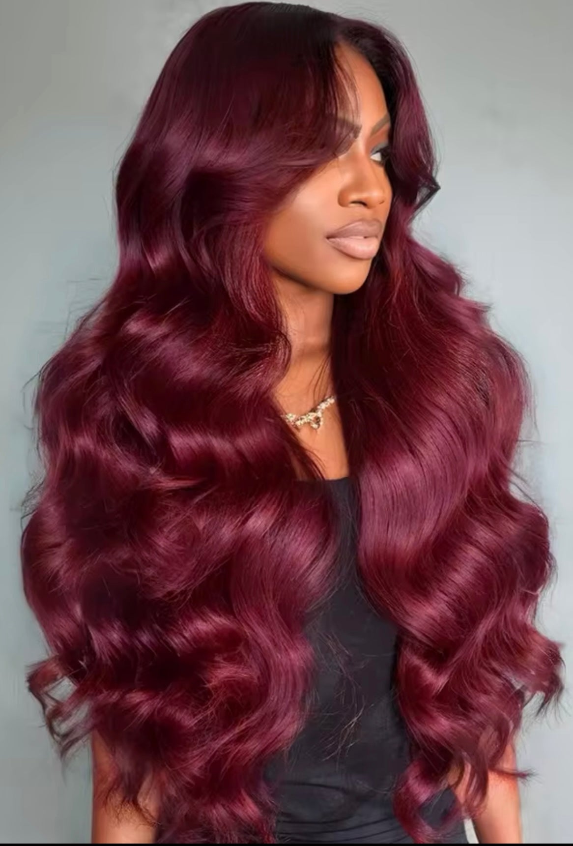 PRE-PLUCKED 16 32-inch 13x4 220 Density HD Burgundy Colored Body Wave RAW Human Hair