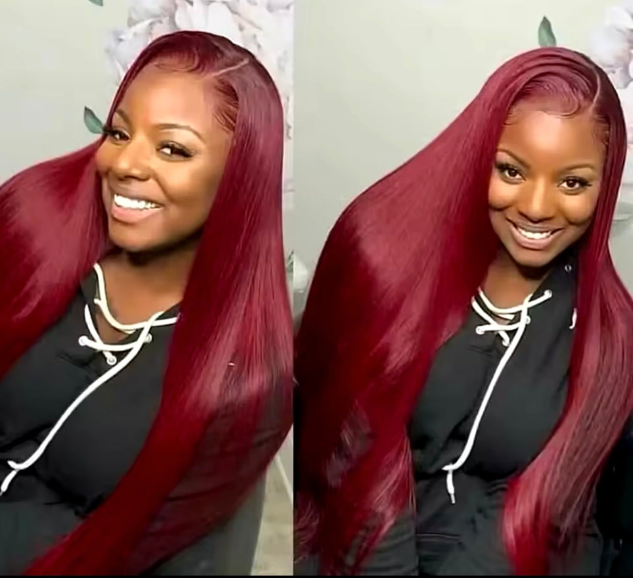 PRE-PLUCKED 16 32-inch 13x4 220 Density HD Burgundy Colored STRAIGHT RAW Human Hair