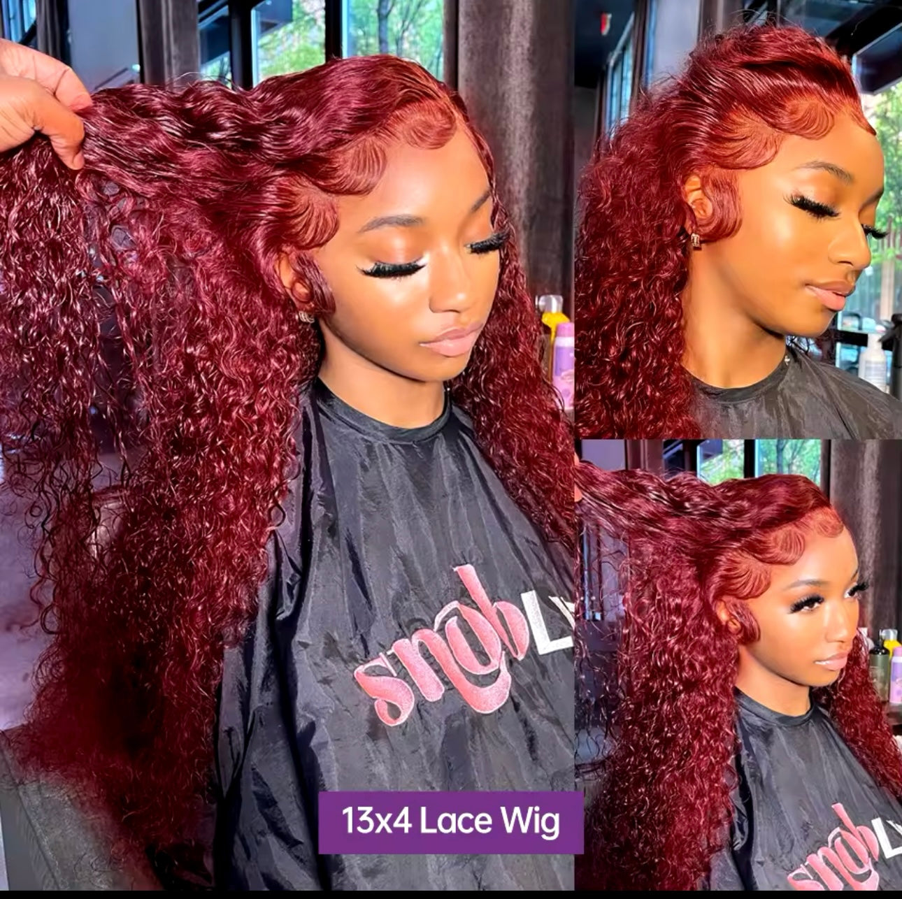 PRE-PLUCKED 16 32-inch 13x4 220 Density HD Burgundy Colored Deep Wave RAW Human Hair