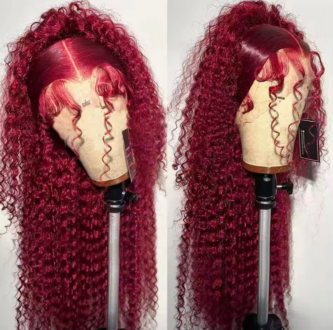 PRE-PLUCKED 16 32-inch 13x4 220 Density HD Burgundy Colored Deep Wave RAW Human Hair